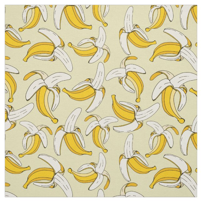 Modern Trendy Bananas Fruit on Beige Patterned Fabric (Swatch)