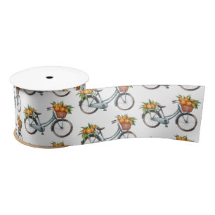 Modern Trendy Bicycle fruit orange  Satin Ribbon