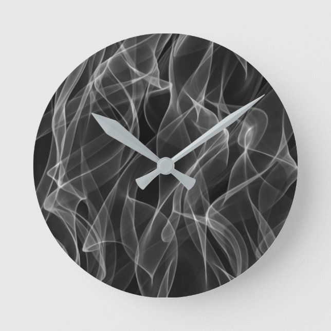 Modern Trendy Black and White Abstract Pattern Round Clock (Front)