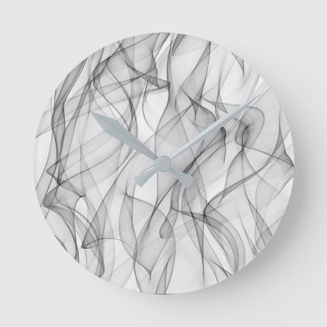 Modern Trendy Black and White Abstract Pattern Round Clock (Front)