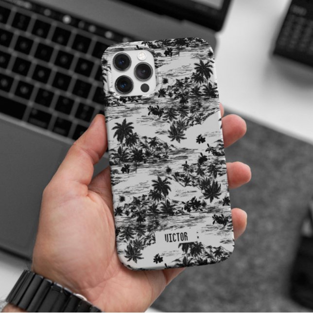 Modern Trendy Black and White Hawaii Island  Case-Mate iPhone Case (Creator Uploaded)