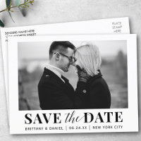 Modern Trendy Black and White Photo Save The Date