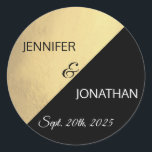 Modern Trendy Black Gold Foil Wedding Classic Round Sticker<br><div class="desc">Modern and trendy black and faux gold foil stickers / seals for wedding. Easy to edit.  See collection.</div>
