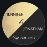 Modern Trendy Black Gold Foil Wedding Classic Round Sticker<br><div class="desc">Modern and trendy black and faux gold foil stickers / seals for wedding. Easy to edit.  See collection.</div>