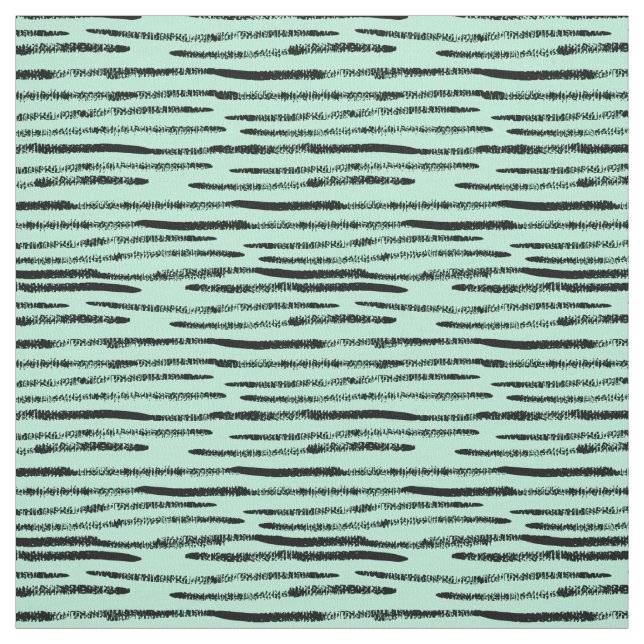 Modern Trendy Black Lines Neomint Green Background Fabric (Swatch)