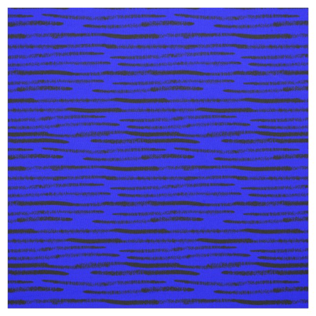 Modern Trendy Black Lines Royal Blue Background Fabric (Swatch)