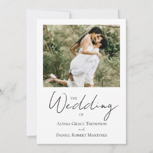 Modern Trendy Black White Photo Wedding Invitation