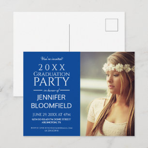 MODERN TRENDY BLUE 2025 GRADUATION PARTY  POSTCARD