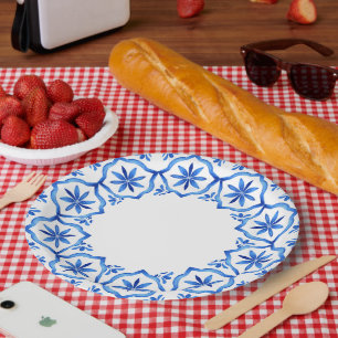 Modern trendy Blue and White Porcelain chinoiserie Paper Plate