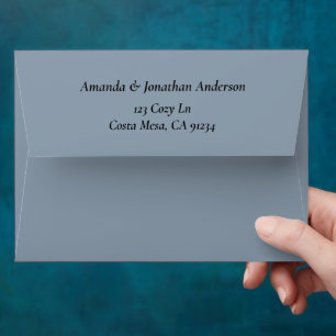 Modern Trendy Blue Leaf Wreath Wedding  Envelope