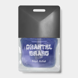 Modern trendy blue nail polish beautician salon  badge