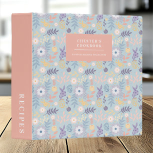 Modern Trendy Blue Stylish Cookbook Recipes Binder
