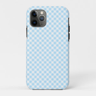 Modern Trendy Blue & White Checked Gingham iPhone 11 Pro Case