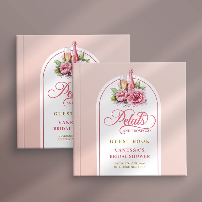 Modern trendy blush and gold petals prosecco guest book (Modern trendy blush and gold petals prosecco Guest Book)
