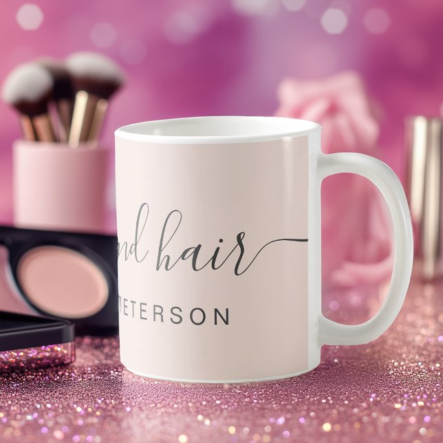 Modern trendy blush pink makeup name coffee mug (Modern trendy blush pink makeup name coffee mug)
