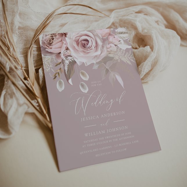 Modern Trendy Boho Dusty Rose Blush Wedding Invitation (Creator Uploaded)