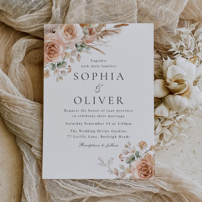 Modern Trendy Boho Floral Wedding Invitation (Creator Uploaded)