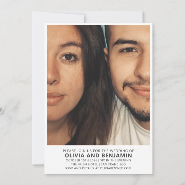 Modern Trendy Bold Typography Photo Wedding  Invitation (Front)