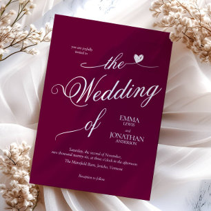 Modern Trendy Burgundy Heart Wedding Invitation