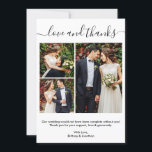 Modern Trendy Calligraphy Script 3 Photo Wedding  Thank You Card<br><div class="desc">Modern Trendy Calligraphy Script Simple Minimalist,  Love & Thanks 3 Photo Wedding Photo Collage Thank You Card</div>