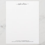 Modern Trendy Calligraphy Script Personalized Letterhead<br><div class="desc">Modern and Trendy Personalized Letterhead featuring your name in calligraphy script and you can also add contact details at the bottom. Personalize it by replacing the placeholder text. For more options such as to change the font, it's size or spacing click the "Customize" button. *Please note that the Zazzle Watermark...</div>
