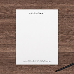 Modern Trendy Calligraphy Script Personalized Letterhead