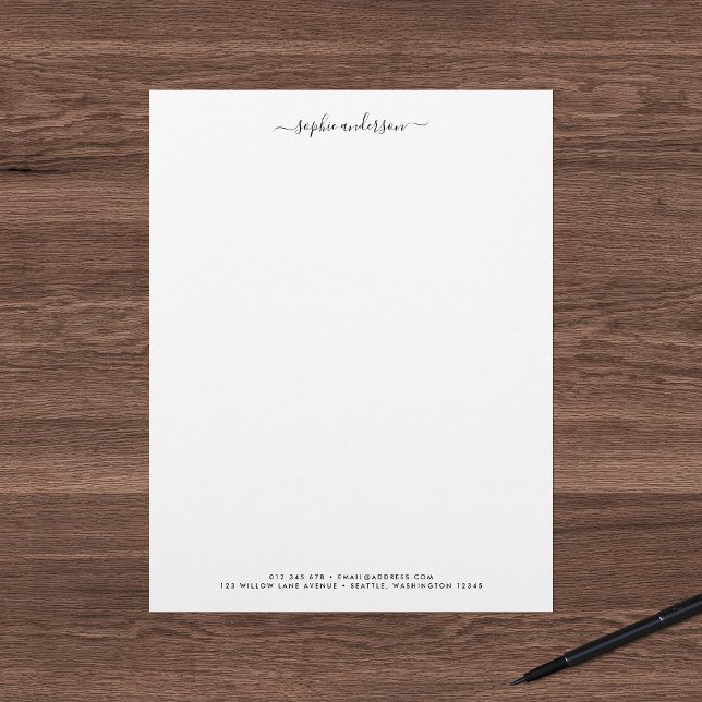 Modern Trendy Calligraphy Script Personalized Letterhead (Creator Uploaded)