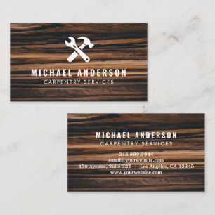 Modern Trendy Carpentry Service and Handyman Wood Business Card