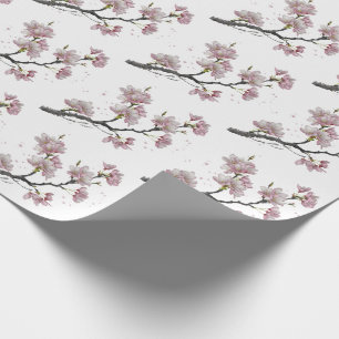 Modern Trendy Cherry Blossom Tree Branch           Wrapping Paper