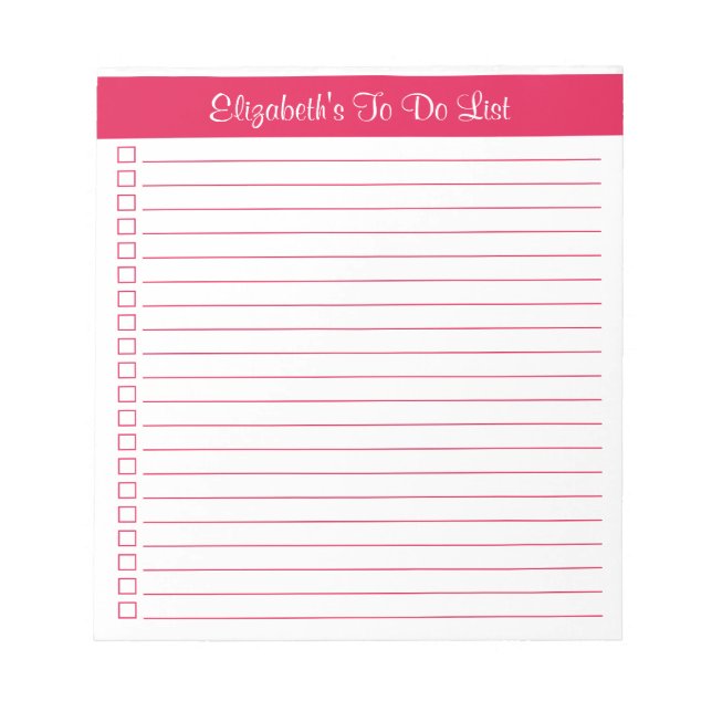 Modern Trendy Cherry Red One Column Checklist Notepad (Front)