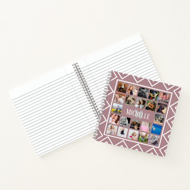 Modern Trendy Chevrons Family Photos | Monogram Notebook (Inside)