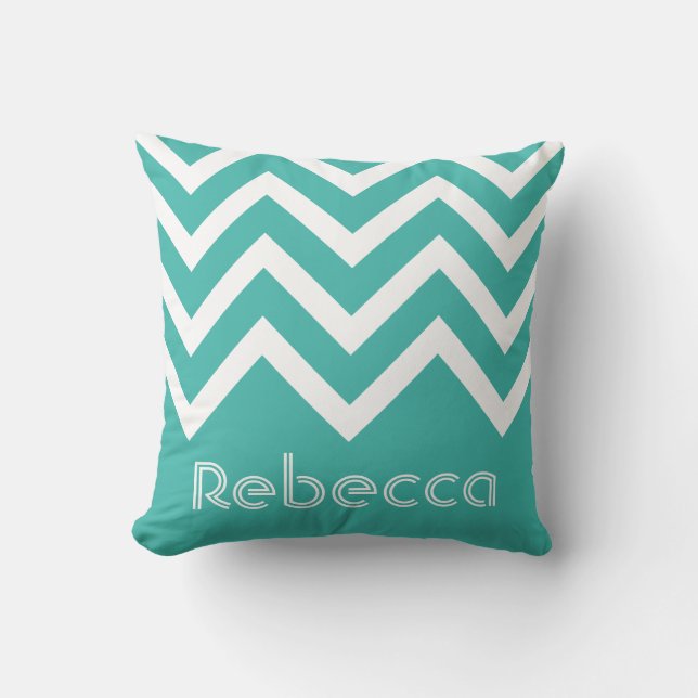 Modern Trendy Chevrons Personalized Throw Pillow (Front)