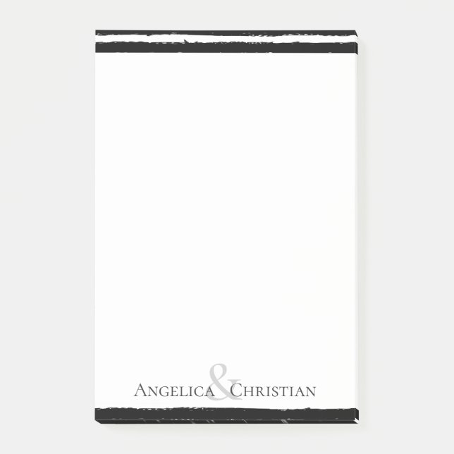 Modern Trendy Chic Black Stripes Couple Stationery Post-it Notes (Front)