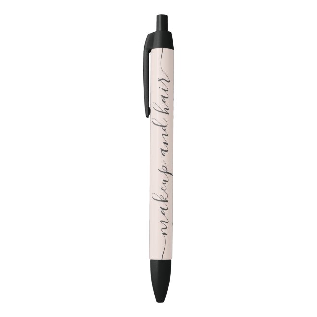 Modern trendy chic blush pink ombre makeup name black ink pen (Top (Vertical))