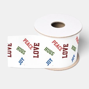 Modern Trendy Chic Colourful Calligraphy Christmas Grosgrain Ribbon