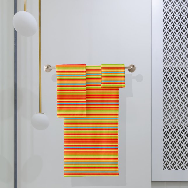 Modern Trendy Chic Simple Striped Pattern Bath Towel Set (Creator Uploaded)