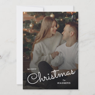 Modern Trendy Christmas   Couple Photo  Holiday Card