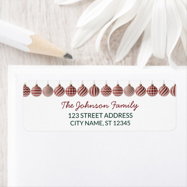 Modern Trendy Christmas Ornaments Return Address   (Insitu)