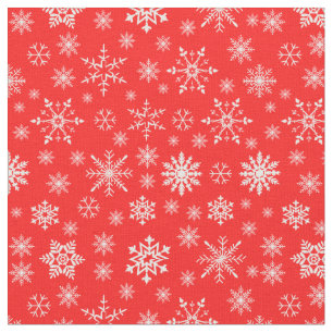 Modern trendy Christmas snowflakes pattern red  Fabric