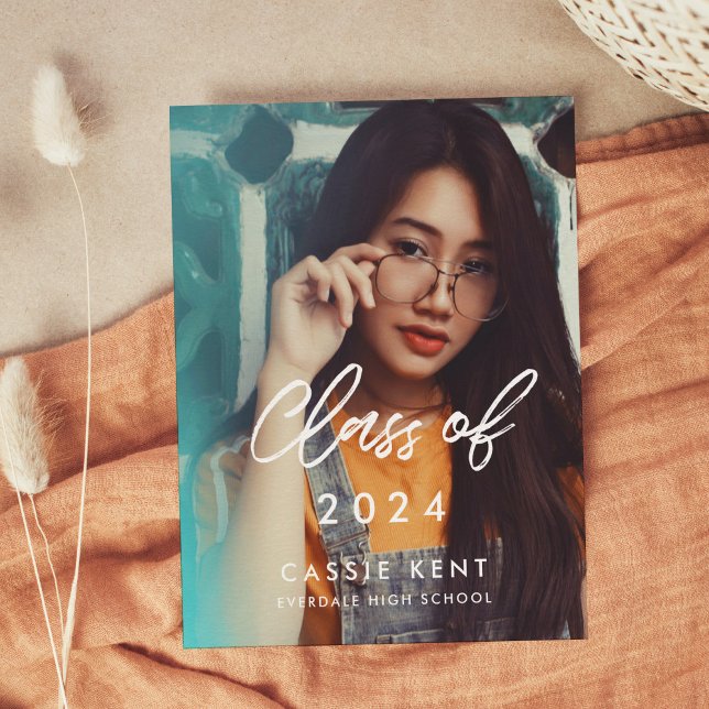 Modern trendy Class of 2024 Photo graduation Postcard (Creator Uploaded)