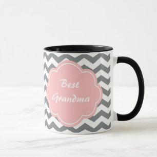 Modern, trendy, classic grey and white chevron mug