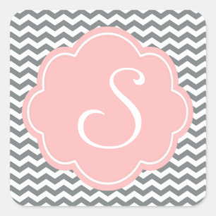 Modern, trendy, classic grey and white chevron square sticker