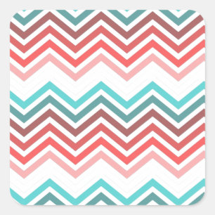 Modern, trendy, colourful chevron zigzag square sticker