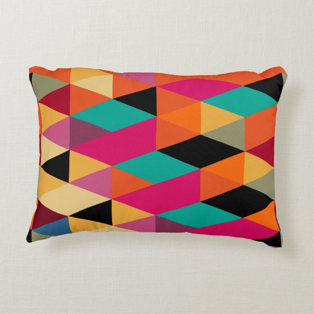 Modern Trendy Colourful Geometric Pattern Decorative Pillow (Back)