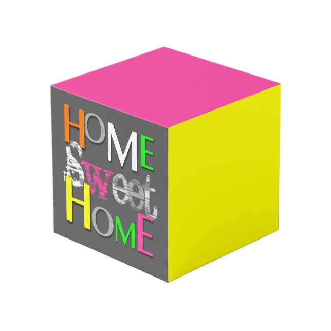 Modern Trendy Colourful Home Sweet Home Cube (Front Angled)