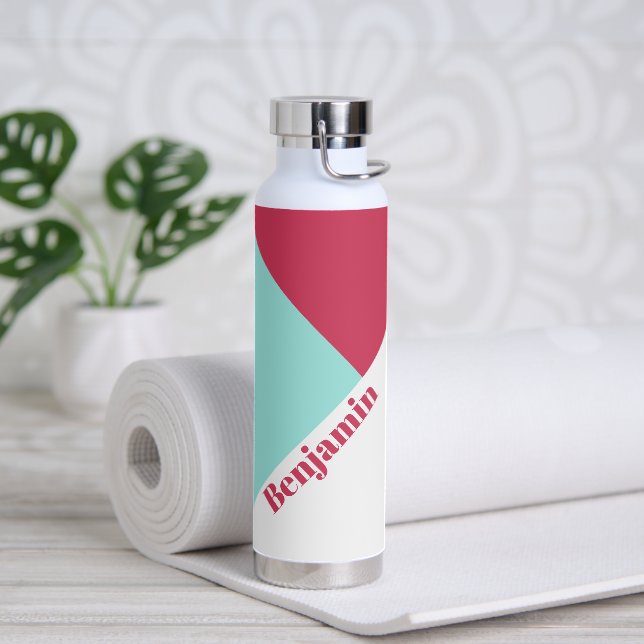 Modern Trendy Colourful Pink  Personalized Name Water Bottle (Yoga)