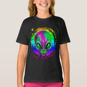 Modern Trendy Colourful Rainbow Alien T-Shirt