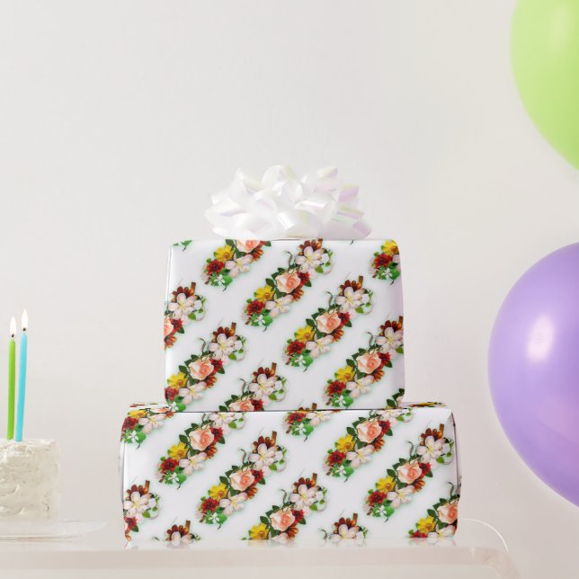 Modern Trendy Colourful Roses Flowers Gift Wrapping Paper (Party Gifts)