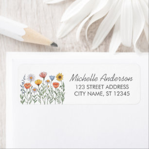 Modern Trendy Colourful Wildflower Return Address 