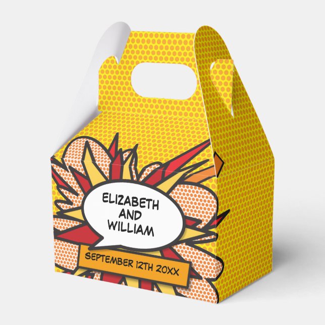 Modern Trendy Comic Book Wedding  Favour Box (Front Side)